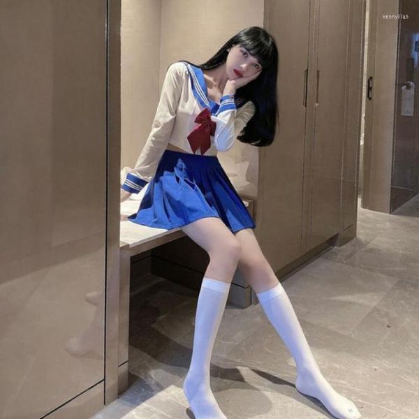 Vêtements de nuit pour femmes femmes pyjamas sexy uniformes scolaires japonais COS costume de marin hauts JK marine étudiants vêtements pour fille à manches longues