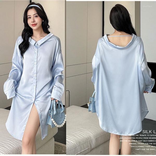 Ropa de dormir para mujer Mujeres Sleepshirt Baggy Rayon Homewear Camisa sexy Oversize Nightgwon Suelta Lencería Femenina Home Bata Ropa de dormir