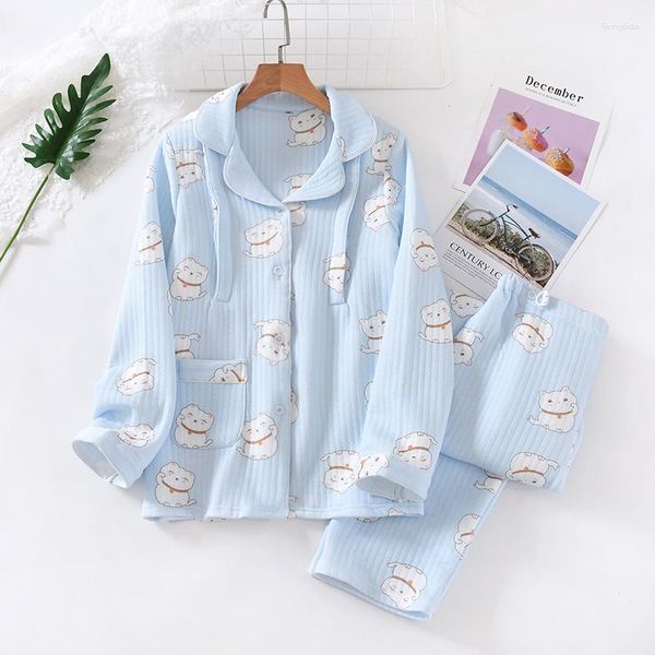 Vêtements de nuit pour femmes femmes printemps et automne coton imprimé loisirs pyjamas à manches longues pyjama ample vêtements de maternité maison