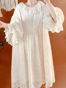 Vêtements de nuit pour femmes Femmes Printemps Automne Doux Lanterne Manches Longues Dentelle Princesse Robe De Nuit Lâche Volants Lolita Coréen Victorien Chemises De Nuit