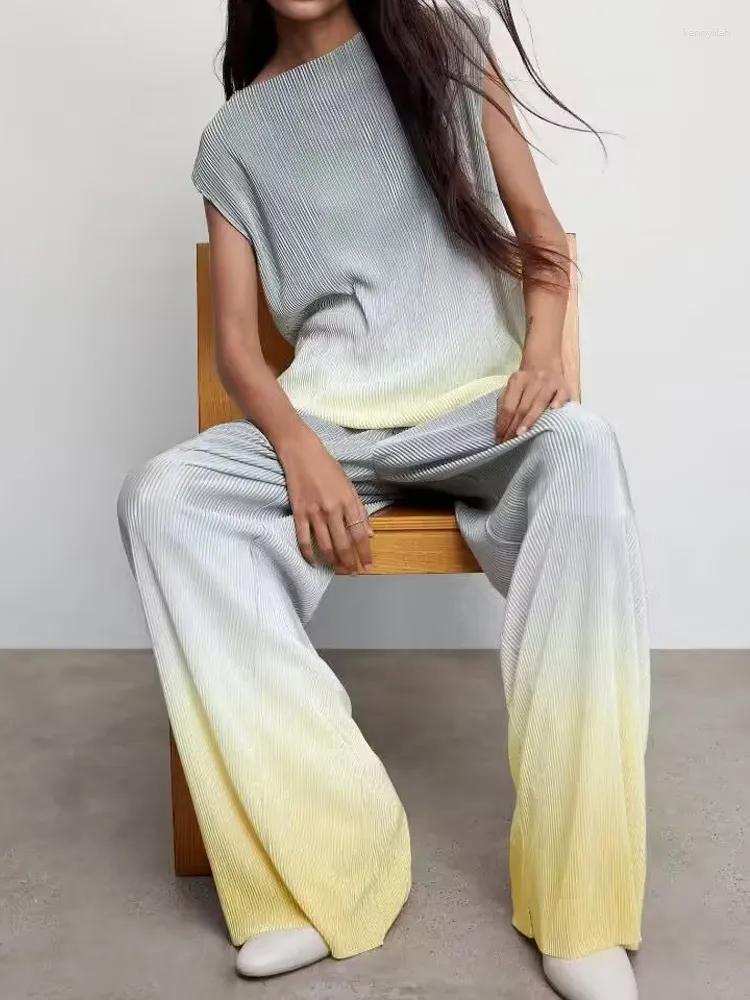 Abbigliamento per il sonno da donna Donne pigiami estivo 2 pezzi set di maglietta in chiffon top e pantaloni femminile un abito elegante casual elegante