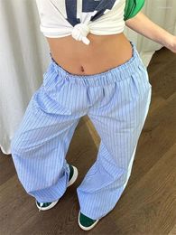 Vêtements de nuit pour femmes pantalons de pyjamas à jambe large rayon de taille élastique pantalon droit lâche salon décontracté sleep bottoms 00S rétro pyjamas