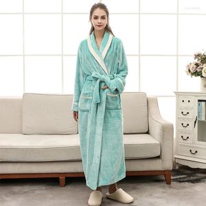 Dames slaapkleding vrouwen winter extra lange dikke thermische badjas mannen luxe flanel warm kimono bad gewaad sexy bont gewaden mannelijke zachte nachthemd