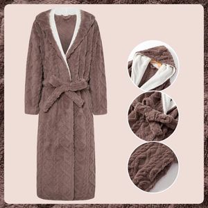 Indumenti da notte da donna Donna Inverno Termico Accappatoio lungo Amanti Spessore Caldo Corallo Pile Kimono Accappatoio Plus Size Camicie da notte Vestaglia