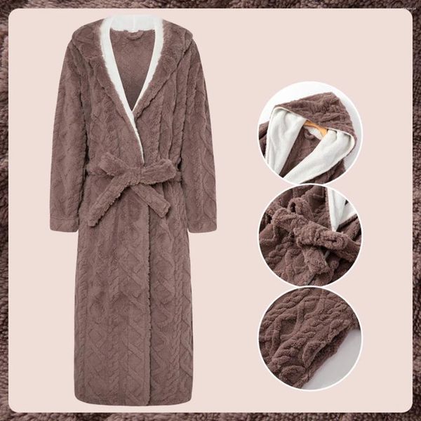 Vêtements de nuit pour femmes Femmes hiver thermique long peignoir amoureux épais chaud corail polaire kimono robe de bain plus taille chemises de nuit robe de chambre