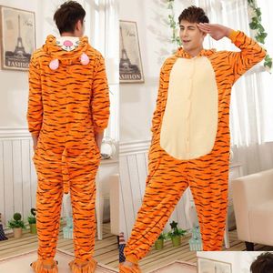 Vêtements pour femmes pour femmes adts animaux grenouillards pyjamas tigres sets femmes hommes hiver uni cochon panda costumes enfants mignon cartoon flanelle dro dhbvm