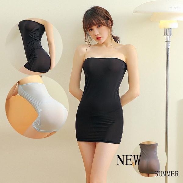 Vêtements de nuit pour femmes Corsets pour femmes et bustier Mini robe moulante épaules dénudées Vêtements de nuit Sexy Tube Femme Chemise de nuit sans bretelles Porno Lingerie