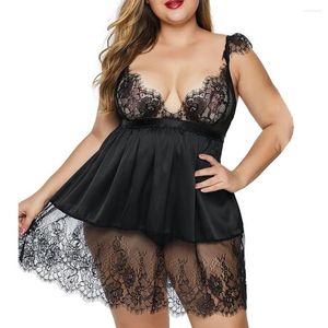 Dames Nachtkleding Dames Plus Size Kanten V-hals Nachthemd Sexy Draadloos Nachthemd G-snaar Sets Mouwloze Nachthemden Homewear Zomer