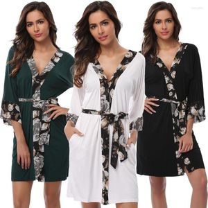 Vêtements de nuit pour femmes Robes courtes en coton sexy pour femmes Kimonos Peignoirs Lingerie modale douce Robe de chambre de maternité légère Vêtements de détente