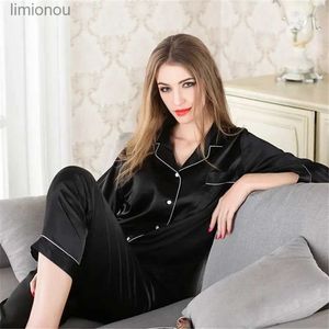 Femmes Pyjamas en Satin de soie ensemble vêtements de nuit Pijama femmes vêtements de détente Pyjamas costume femme sommeil deux pièces ensemble Feminino Fofo PyjamasC24319