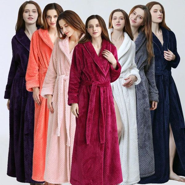 Vêtements de nuit pour femmes Femmes Soft H Peignoir Fluffy Mignon Long Manteau Chemise de nuit Chemise de nuit Femmes Robes avec poches