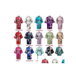 Ropa de dormir para mujer para mujer Sólido Royan Seda Bata Damas Satén Pijama Lencería Kimono Bata de baño PJS Camisón 17 colores 3699 Drop Delive DHVND