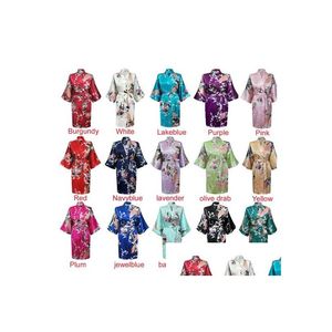 Vêtements de nuit pour femmes Femmes Solid Royan Soie Robe Dames Satin Pyjama Lingerie Kimono Robe De Bain Pyjama Chemise De Nuit 17 Couleurs3699 Drop Delive Dhvnd