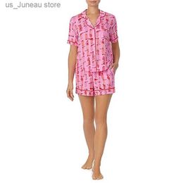 Dames slaapkleding Xingqing 2000s Pyjama's dames laarzen print enkele borsten met een paar borsten shirts toppen en shorts y2k kleding nachtkleding SLPWEAR 1 T240412