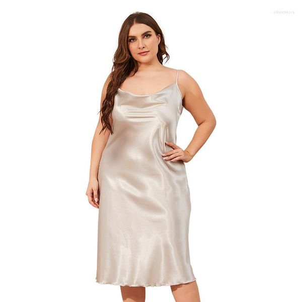 Vêtements de nuit pour femmes XL-3XL grande taille été femmes chemise de nuit en soie à manches courtes chemises de nuit doux décontracté femme pyjamas pour robe de nuit