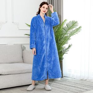 Dames slaapkleding Zipper Velvet Bathrobe Autumnwinter Plus Verhoog nachthemd mannen vrouwen verdikkende pyjama's flanel thuisdienst