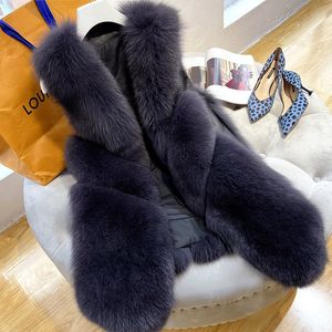 Veste sans manches pour femmes manteau de fourrure hiver mode coréenne gilets féminins vêtements d'extérieur chaud longue fausse fourrure gilet surdimensionné T220716