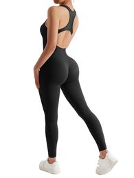 Combinaison de Yoga sans manches pour femmes, dos nu, col en U, barboteuse de sport, body de gymnastique, 240301