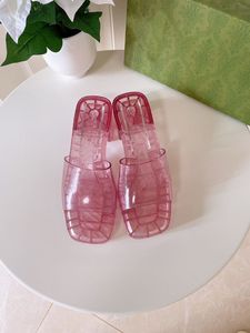 Pantoufles de pluie de luxe pour femmes, pantoufles de styliste à talons hauts de 5cm, sandales en caoutchouc PVC à rayures 35-41