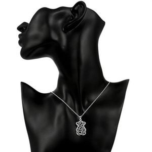 Small Bear Form Hollow Pendant ketting met dames Sterling Silver Plated ketting stsn770 mode 925 zilveren ketting278d