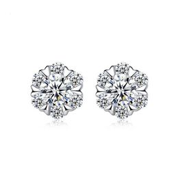 Snowflake Crystal Sterling Sier Stud Designer Classic Diamond Earrings Wedding Party Sieraden Kerstcadeaus voor dames.