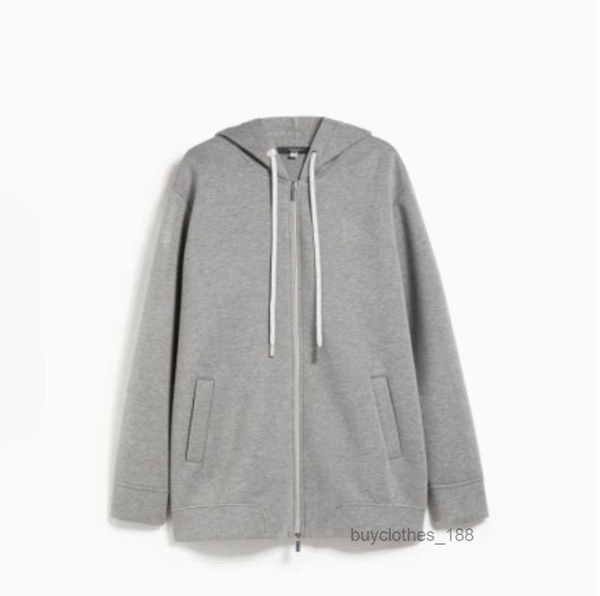 Sport Coat Designer Fashion Show The Same Coat Classic Brand Max Maras 2024 Printemps / Summer NOUVELLE FEMMES DROWSTRING HOODED HOODIE MOOT GREY B0X0