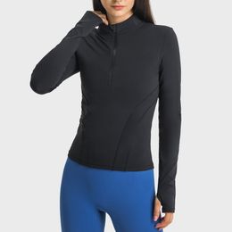 Veste de Yoga à Col Montant Demi-Zip pour Femme avec Taille Élastique Slim, Veste Sportive de Remise en Forme Gainante Automne Hiver Nouvelle Arrivée VELAFEEL