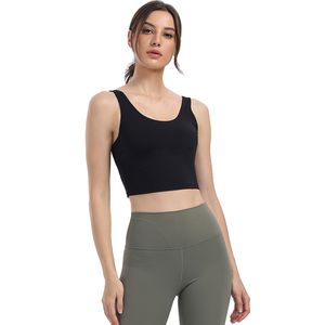 Sportbeha voor dames, gewatteerde sportbeha met verstelbare bandjes, lange yogabeha training fitness crop tanktops LU-MELUCK