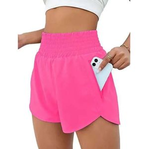 Deportes para mujer Hotty Hot Shorts Pista de cintura alta que corre Yoga Leggings Bolsillos laterales Antideslumbrante Elástico Pantalón adelgazante Medias Moda 68