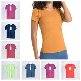 Dames sportshirt met korte mouwen, naadloze yoga top T-shirt slim fit lichtgewicht sneldrogend slim fit sportshirt top zweetafvoerend en ademend 2.0-versie