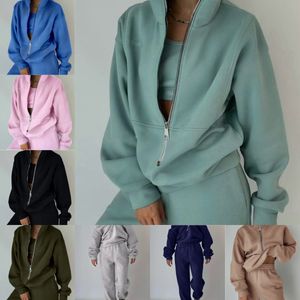 Survêtement pour femme Sweatsuits pour femmes Designer Yoga Wear Lu Deux pièces Ensemble Femmes Designer Survêtement Femmes Sportswear Full Zipper Sweat à capuche Printemps et Automne