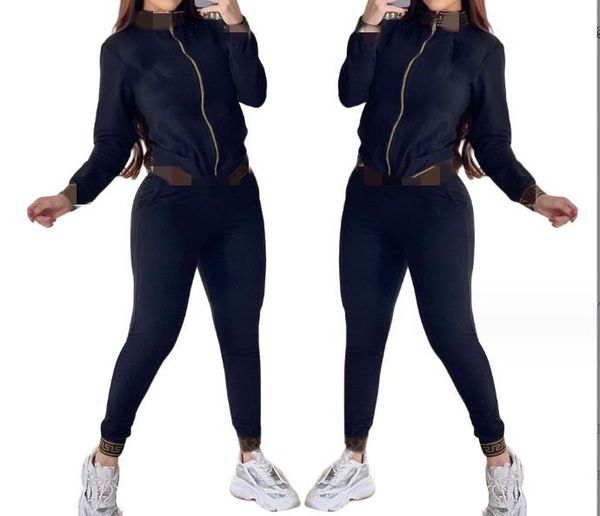 Ropa deportiva de mujeres, pantalones de mujeres, ropa deportiva de diseño femenino, pantalones de manga larga de otoño/invierno chapado en oro, set de deportes Q6161