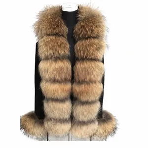 dames lente- en herfsttrui vest jas met echte vossenbontkraag jas van echt vossenbont natuurlijk vossenbont damesjas 117D #