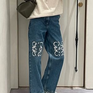 Dames lente nieuw design denim jeans bloemenborduurwerk losse lange broek broek SMLXL