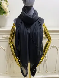 Foulard carré femme 100% soie matière couleur noire uni belles écharpes châle taille 130cm -130cm