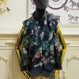 dames vierkante sjaal sjaals 100% zijden materiaal zwarte kleur sjaals print letters bloemen brug patroon maat 130 cm -130 cm