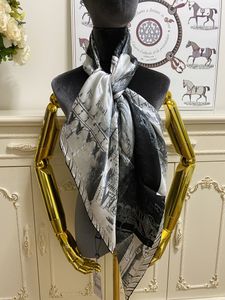 dames vierkante sjaal sjaals omslagdoek 100% zijde materiaal verloop pint letters patroon maat 110cm - 110cm