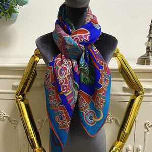 Écharpe carrée pour femmes, châle pashmina, bonne qualité, 35% soie, 65% cachemire, matière, motif imprimé bleu, taille 130cm -130cm189s