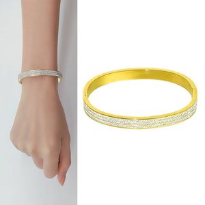Roestvrijstalen sieraden voor dames drie rij vol kristal mode charme luxe goud kleur punk natuurlijke stenen armband voor mannen vrouwen sieraden