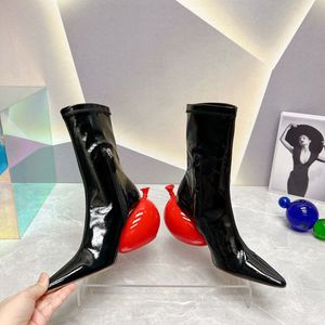 Staande laarzen voor dames silhouet enkellaarzen puntige korte laarzen elastische ballonschoenen sneaker winter damesschoenen ritssluiting motorfiets rijden 35-40