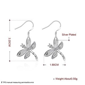 Boucles d'oreilles en argent sterling pour femmes plaquées pierre libellule charme GSSE009 mode 925 plaque en argent boucle d'oreille bijoux gift231x