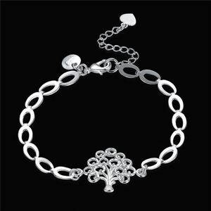 Bracelet à breloques avec pendentif arbre de vie plaqué argent Sterling pour femmes GSSB574, bijoux en plaque d'argent 925 à la mode, bracelets247S