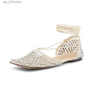 STRAPE DE LA CHEKLE STTIETTO FEMMES 2024 Chaussures de robe d'été Toe carré Fashion Sexy Sexy Diamond Mesh Pain Head Sandales T230826 792