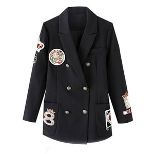 Manteau de costume pour femmes printemps automne blazers noir broderie mode vêtements dame 211122