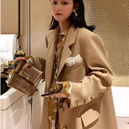 Damespakken 2022 herfst hoogwaardige vintage blaze dames elegant's chique pak jas Koreaanse lange mouw kaki blazer femme gotisch decor