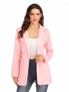 Damespakken 2022 EuropeanAmerican Fashion Casual Blazers voor vrouwen Jecket met zakken en voering roze zwarte jassen