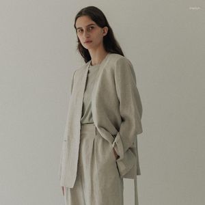 Costumes pour femmes, veste blazer ample en lin, Design Sense, Niche, automne 2023