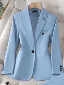 Costumes pour femmes, Blazer intelligent et décontracté, un bouton, manches longues, manteau Slim, couleur unie, veste de costume de bureau formelle pour dames, automne 2023
