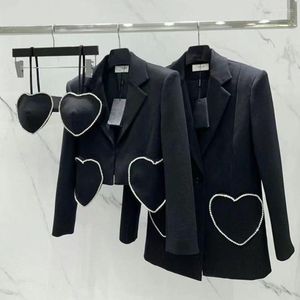 Costumes pour femmes 2023 Blazer mode luxe diamants amour poche Midi longueur costume veste Camisole 3 pièces ensembles Y3632