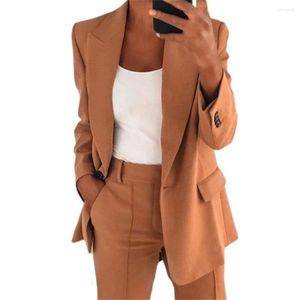 Costumes pour femmes 2023 mode Sexy costume veste couleur unie coton col rabattu femmes à manches longues boutons Blazer pour les rencontres travail